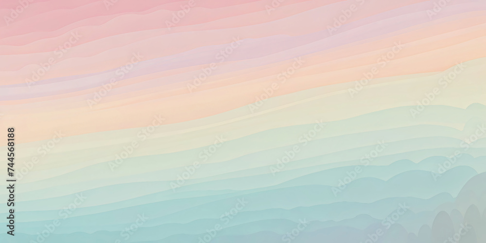 Abstract Watercolor Sky and Sea Horizon with Clouds and Sunlight