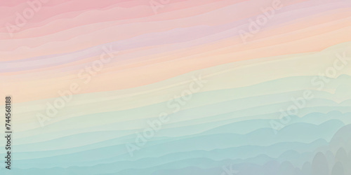Abstract Watercolor Sky and Sea Horizon with Clouds and Sunlight
