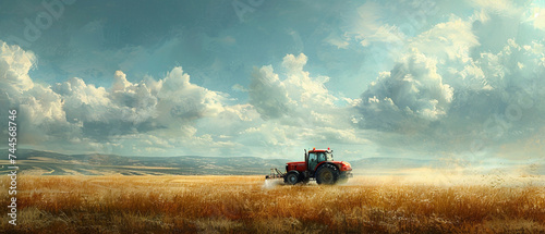 Traktor bei der Feldbehandlung photo