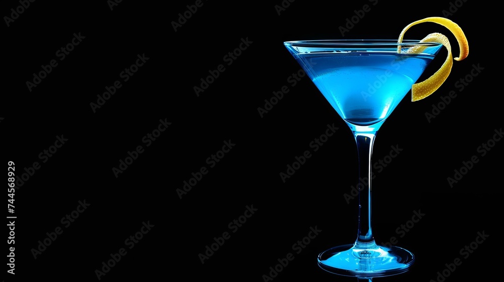 Vibrant Blue Cocktail With Lemon Slice Vibrant Blue Cocktail With Lemon Slice