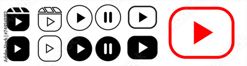 Play icon, video media player interface.