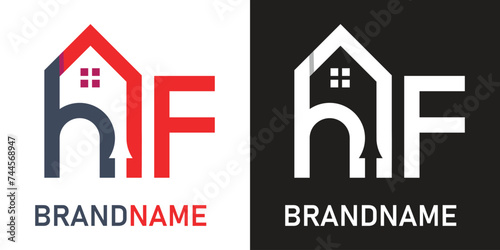 Letter hf home logo design template