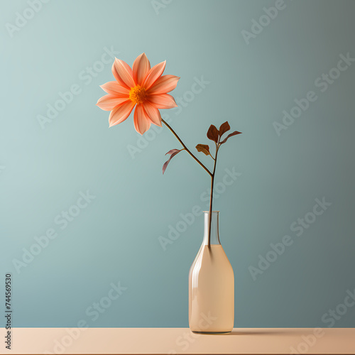 A minimalist shot of a single flower in a vase 