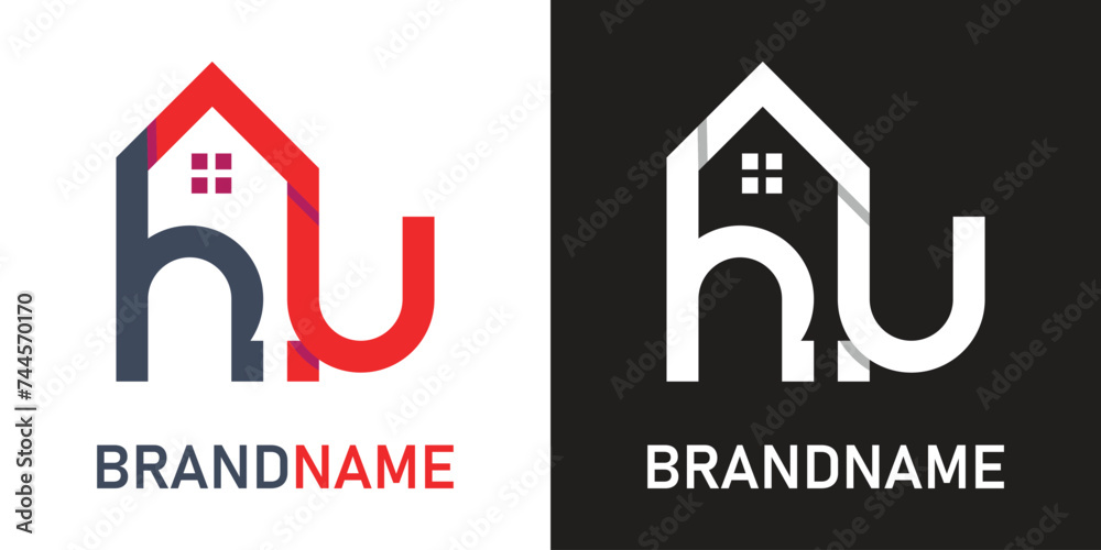 Letter hu home logo design template Letter hu home logo design template