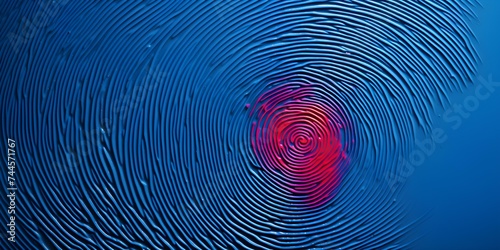 A Vibrant Fingerprint Against a Bold Blue Background: An Adaptable Image. Concept Colorful Backgrounds, Abstract Photography, Creative Concepts © Anastasiia