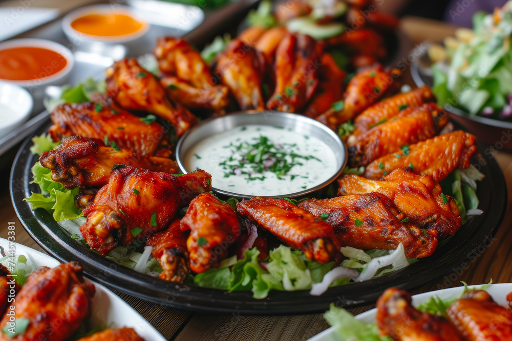 Ultimate Wing Platter with Flavorful Dips