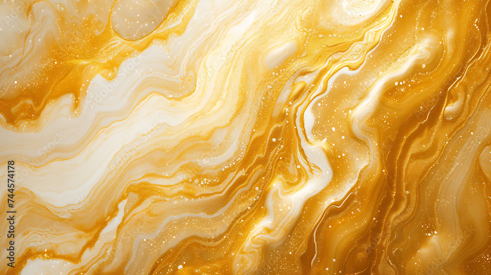 Abstract golden marble background with fluid patterns, offering a luxurious and modern touch suitable for various artistic or design purposes - obrazy, fototapety, plakaty 