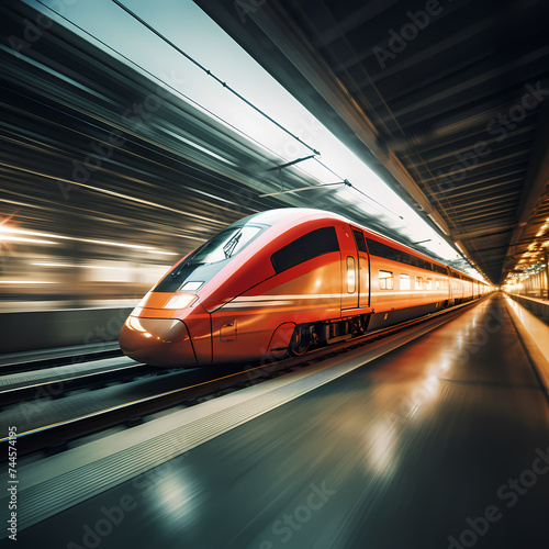 High-speed motion blur of a speeding train 