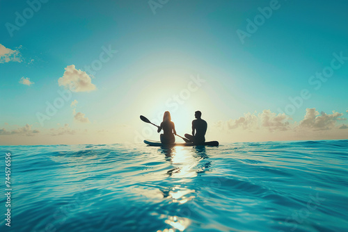 Romantic Paddle SUP Retreat. Generative AI