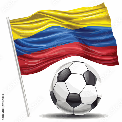 Soccer colombia ball and flag isolated on white background