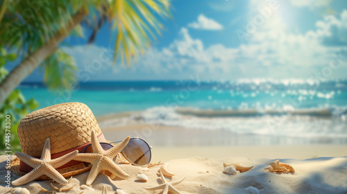 sun hat and sun glasses on the tropical beach © Jenny Sturm