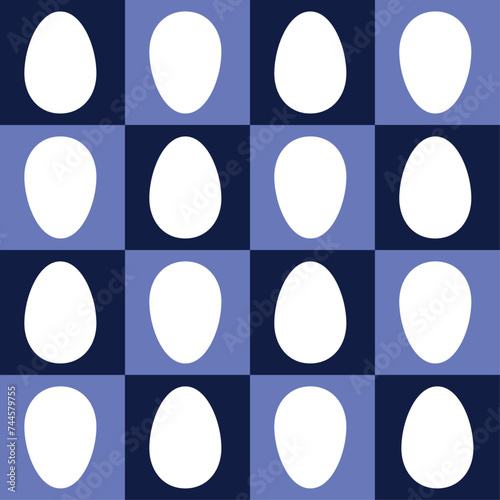 white egg pattern on blue background