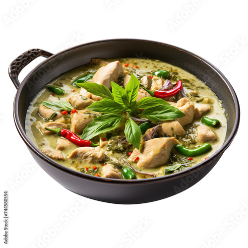 healthy Thai chicken curry, isolated on transparent background Remove png, pen tool 