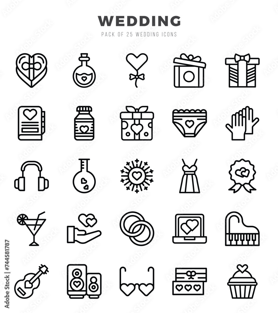 Set of Wedding icons. Vector Illustration. Set of Wedding icons. Vector Illustration.