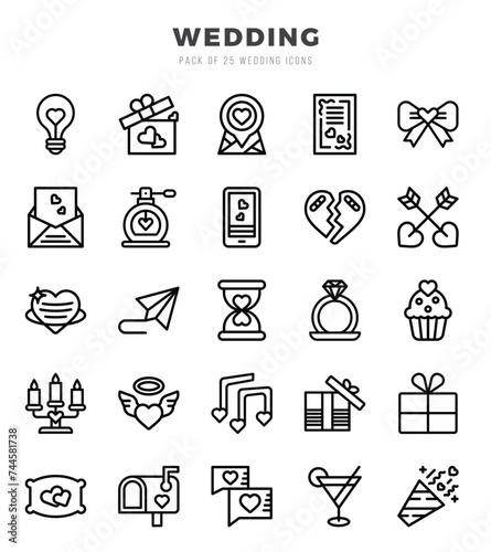 Wedding Icon Pack 25 Vector Symbols for Web Design.