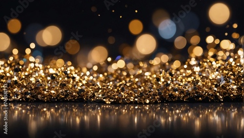 background of abstract glitter lights. Replace the gold with platinum and the black with onyx. Maintain the de-focused effect and format it as a banner. 