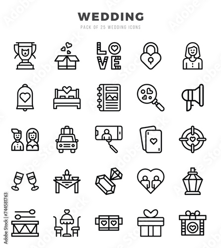 Set of Lineal Wedding Icons. Lineal art icon. Vector illustration