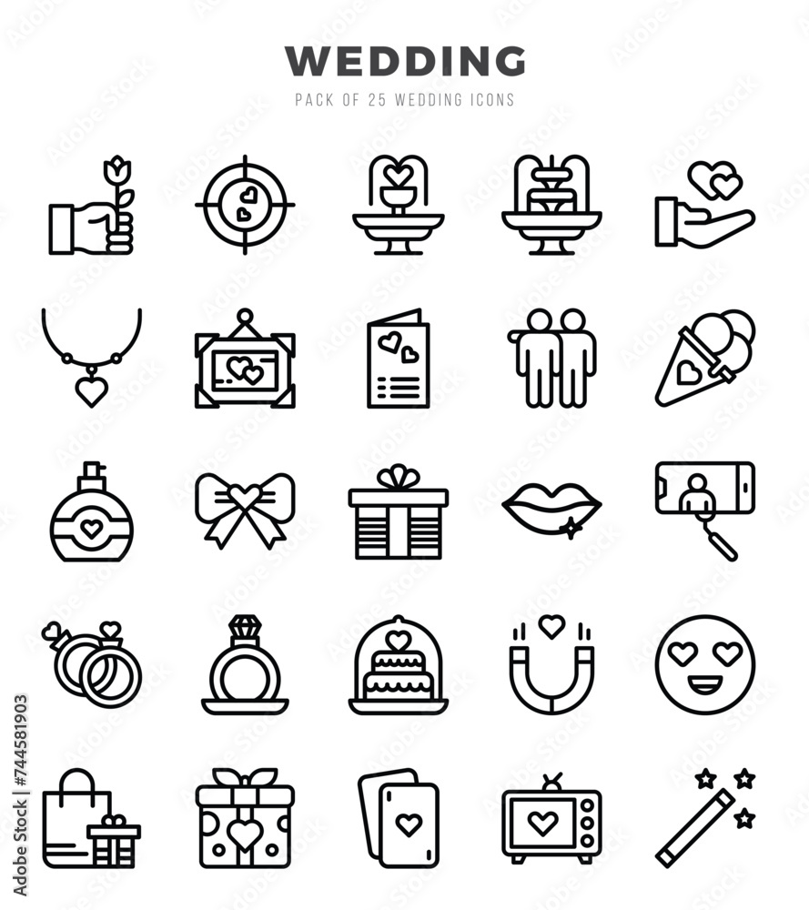 Wedding icons set. Collection of simple Lineal web icons.
