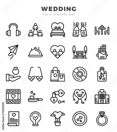 Wedding Lineal icons collection. 25 icon set in a Lineal design.
