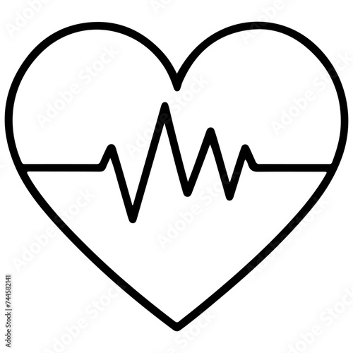 Heart beat with Wave graph pulse. Medicine concept. Continuous single black Lines drawing of doodle hand drawn Heart cardiogram icon Symbol in linear style Vector
