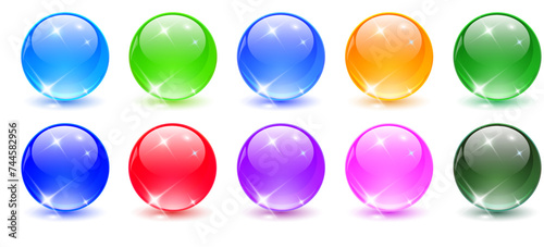 Colored spheres set, shiny ...