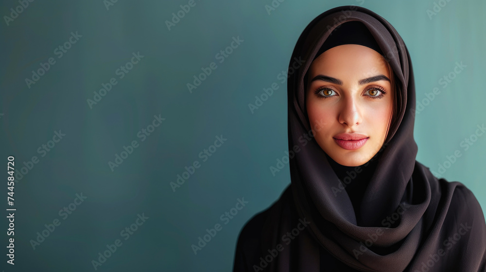 Elegant Muslim Woman in Hijab: Studio Portrait Elegant Muslim Woman in Hijab: Studio Portrait