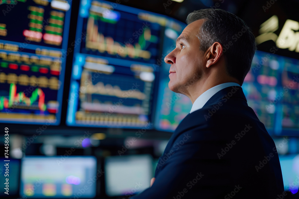 Professional Businessman Engaged with Stock Market Data Streams