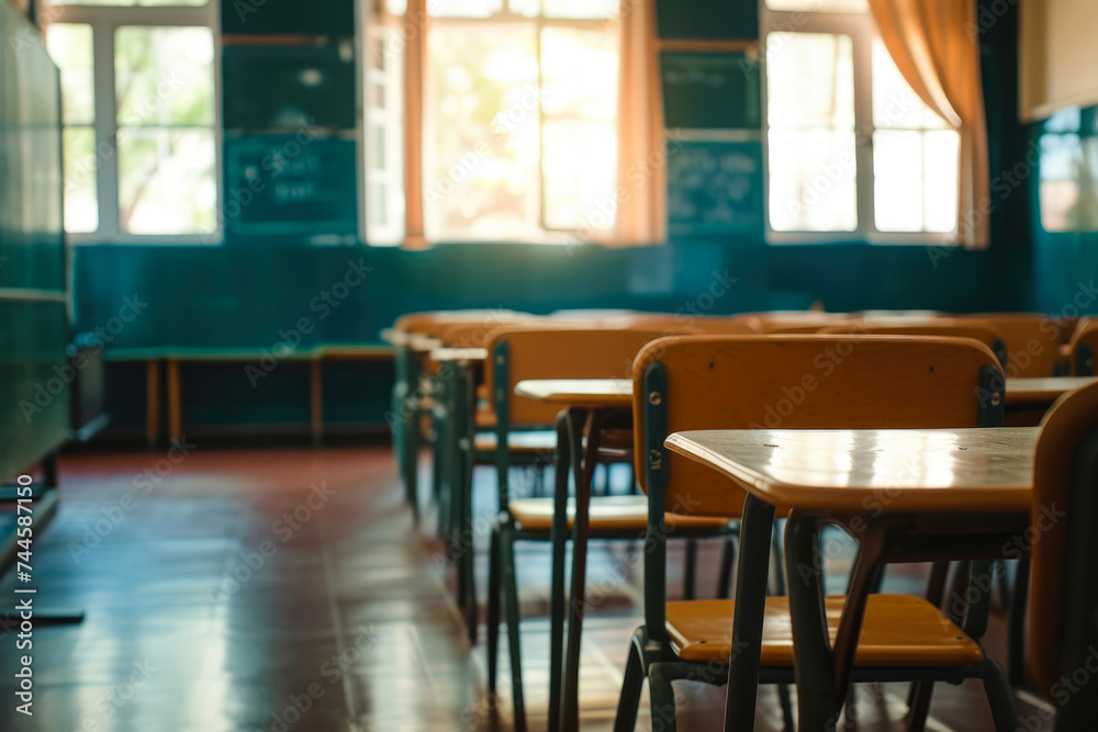 Softened Empty Classroom Background