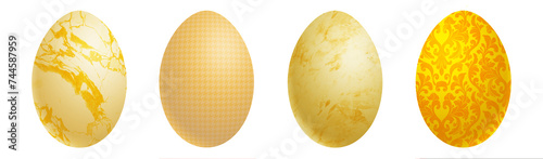 Easter egg sisolated on white background. Yellow patterns. Elegance hand painted decoration. photo