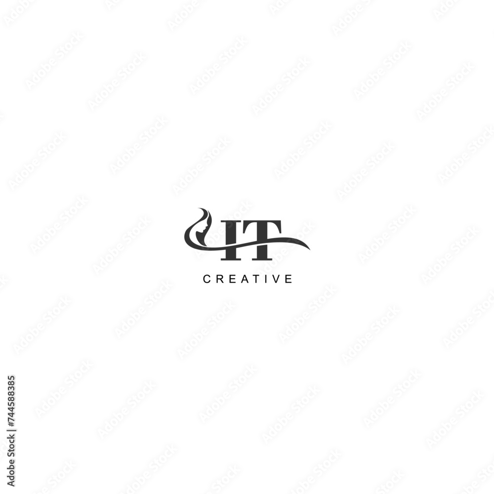 Initial IT logo beauty salon spa letter company elegant