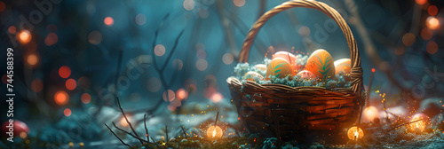 Springtime Bliss,Celebrating Easter with eggs in basket 
