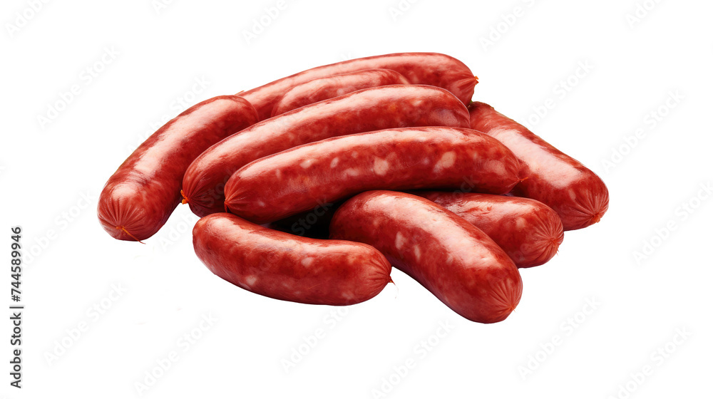 sausage on white isolated on clear png background and transparent background. food drink and dessert concept for cafe and restaurent, AI generative. sausage on white isolated on clear png background and transparent background. food drink and dessert concept for cafe and restaurent, AI generative.