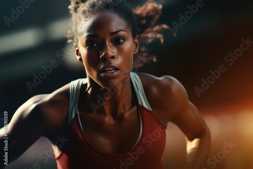 Woman in red tank top running © Luisa