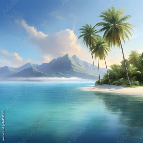 tropical island with palm trees © Furkan