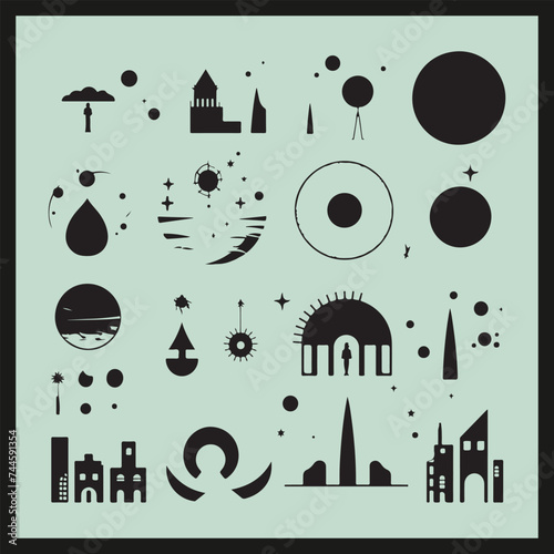 illustration of an background, Admire Shapes set