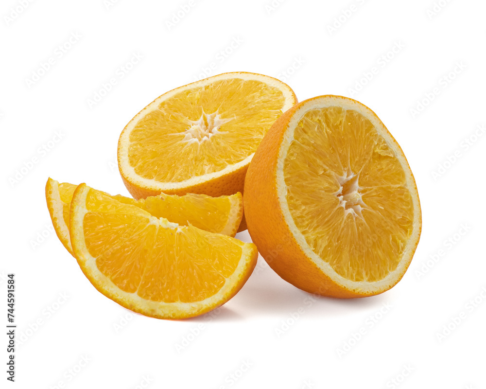 Ripe orange isolated on white background Clipping Path