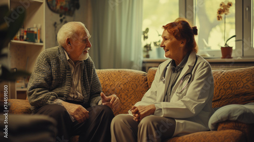 Relaxed Senior Shares a Joke with Attending Physician