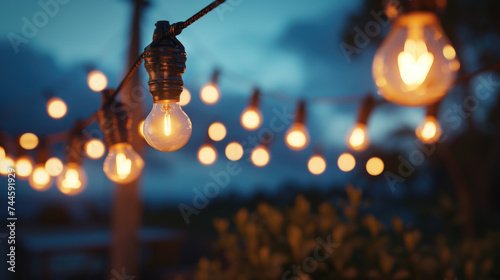 Bunch of light bulbs hanging from string