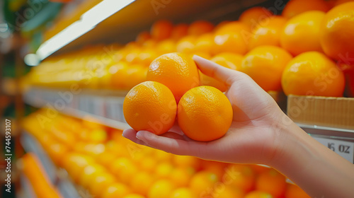 Citrus Shopping: Hand Reaching for Juicy Orange