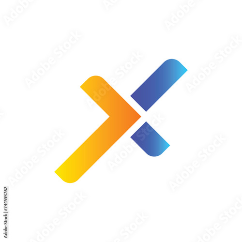 orange blue x logo icon symbol vector 
