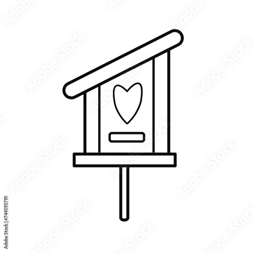 Birdhouse icon. Vector outline drawing.  