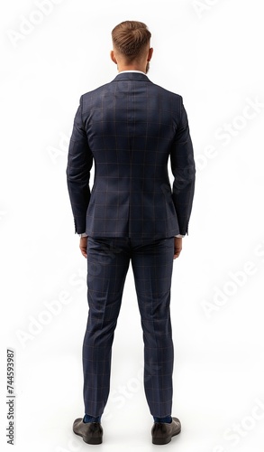 A man in a full-length suit from the back