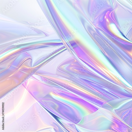 Abstract background with smooth lines in iridescent rainbow colors.AI.