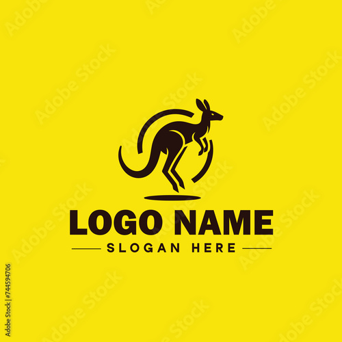 Kangaroo logo and icon symbol clean flat modern minimalist logo design editable vector