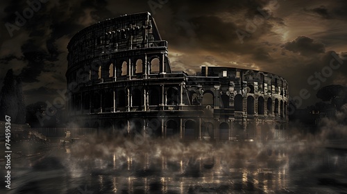 Mystic Colosseum in Sepia Tones Wallpaper Background
