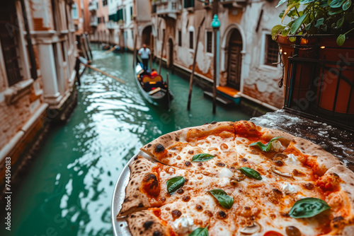 Gastronomic Bliss: Indulging in Neapolitan Pizza Along Venice's Canals © Andrii 