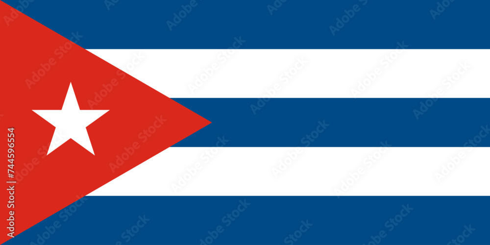Close-up of red, blue and white national flag of country of Cuba with white star. Illustration made February 24th, 2024, Zurich, Switzerland. - obrazy, fototapety, plakaty 