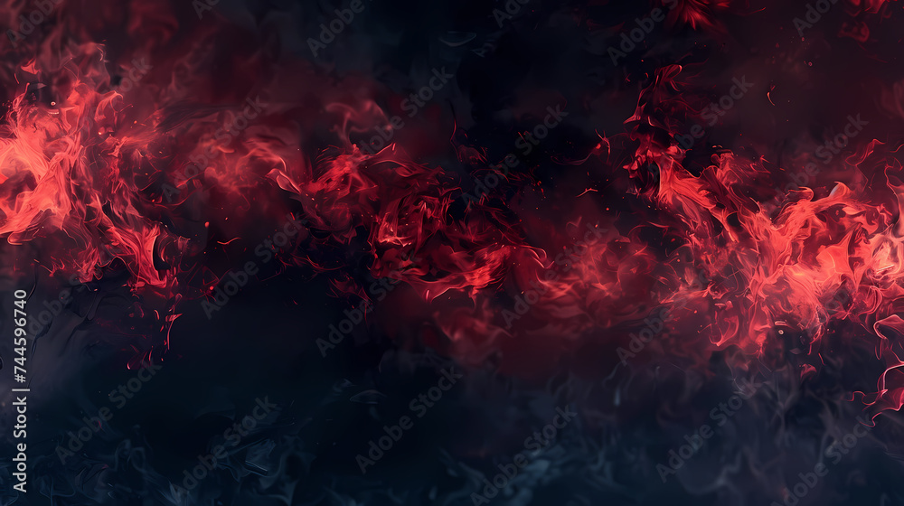 Intense Flames and Smoke in Vivid Red and Black Hues Background Intense Flames and Smoke in Vivid Red and Black Hues Background
