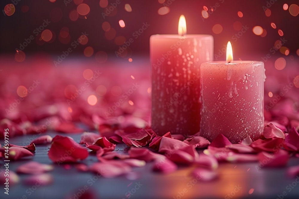 Handmade love Valentines Day candles create a romantic background Handmade love Valentines Day candles create a romantic background