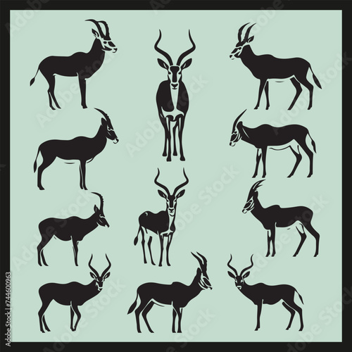 deer silhouettes collection, African Antelope Silhouettes set